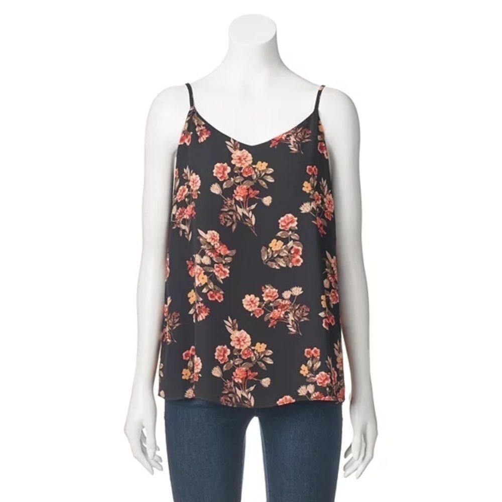 PINK Republic Black Floral Lined Swing Tank Top